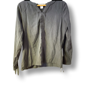 Wintersilks black neck‎ tunic  blouse top size M 100% silk EUC